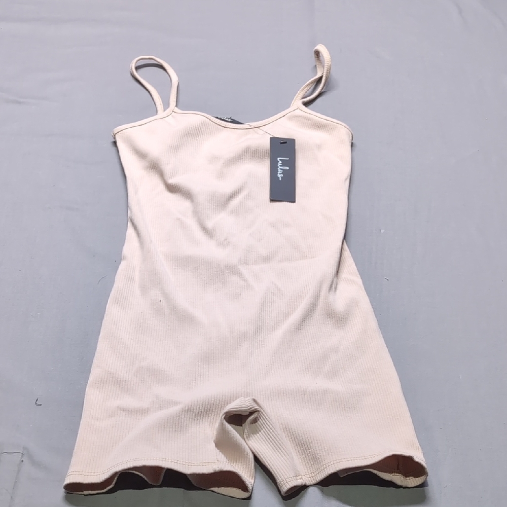 Lulu's Cream Spaghetti Strap Jumpsuit Elegant One-Piece